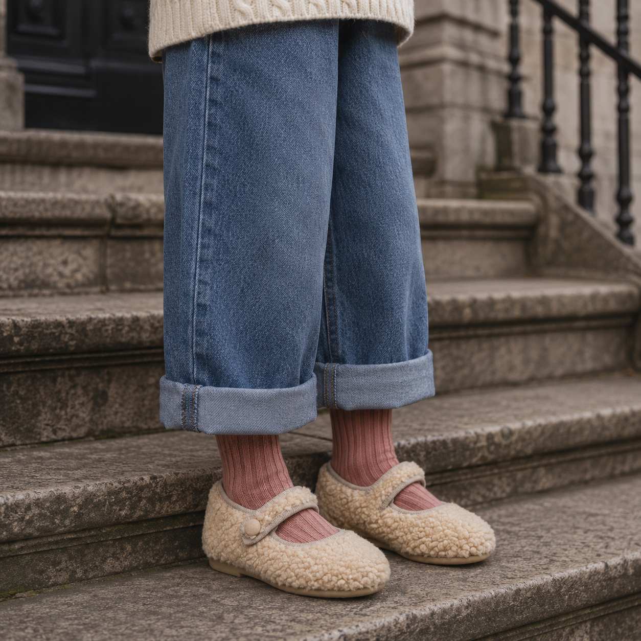 Shearling Mary Jane Beige