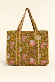 Green Floral Tote