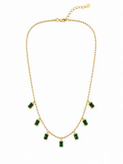 Emerald Georgian Bezel Set Necklace
