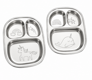 Stainless Steel Divided Plates For Kids — Unicorn Design | Set Of 2
