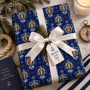 Personalized Maritime Service Medallion Emblem Wrapping Paper | Custom Gift Wrap