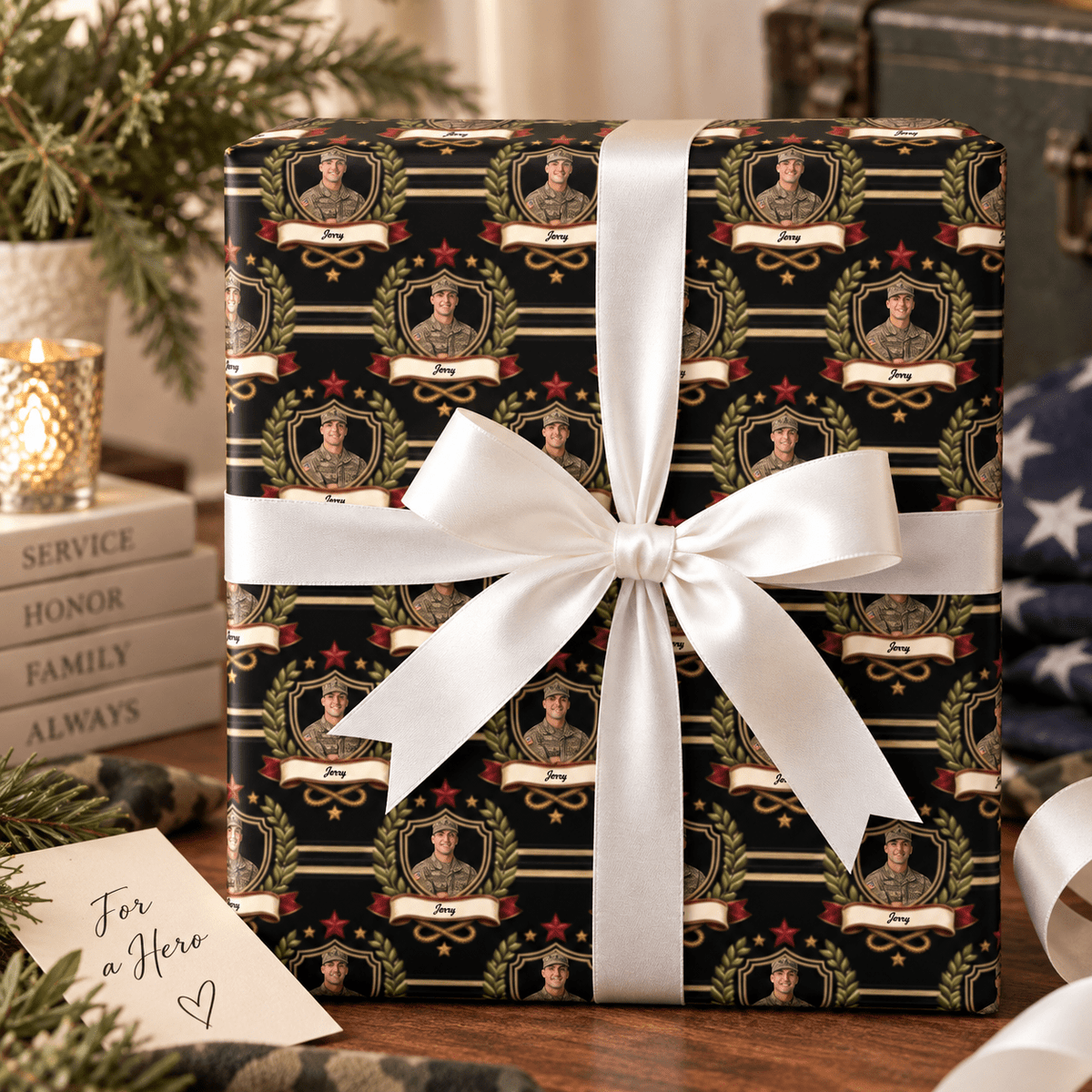 Personalized Laurel & Legacy Emblem Wrapping Paper | Custom Gift Wrap