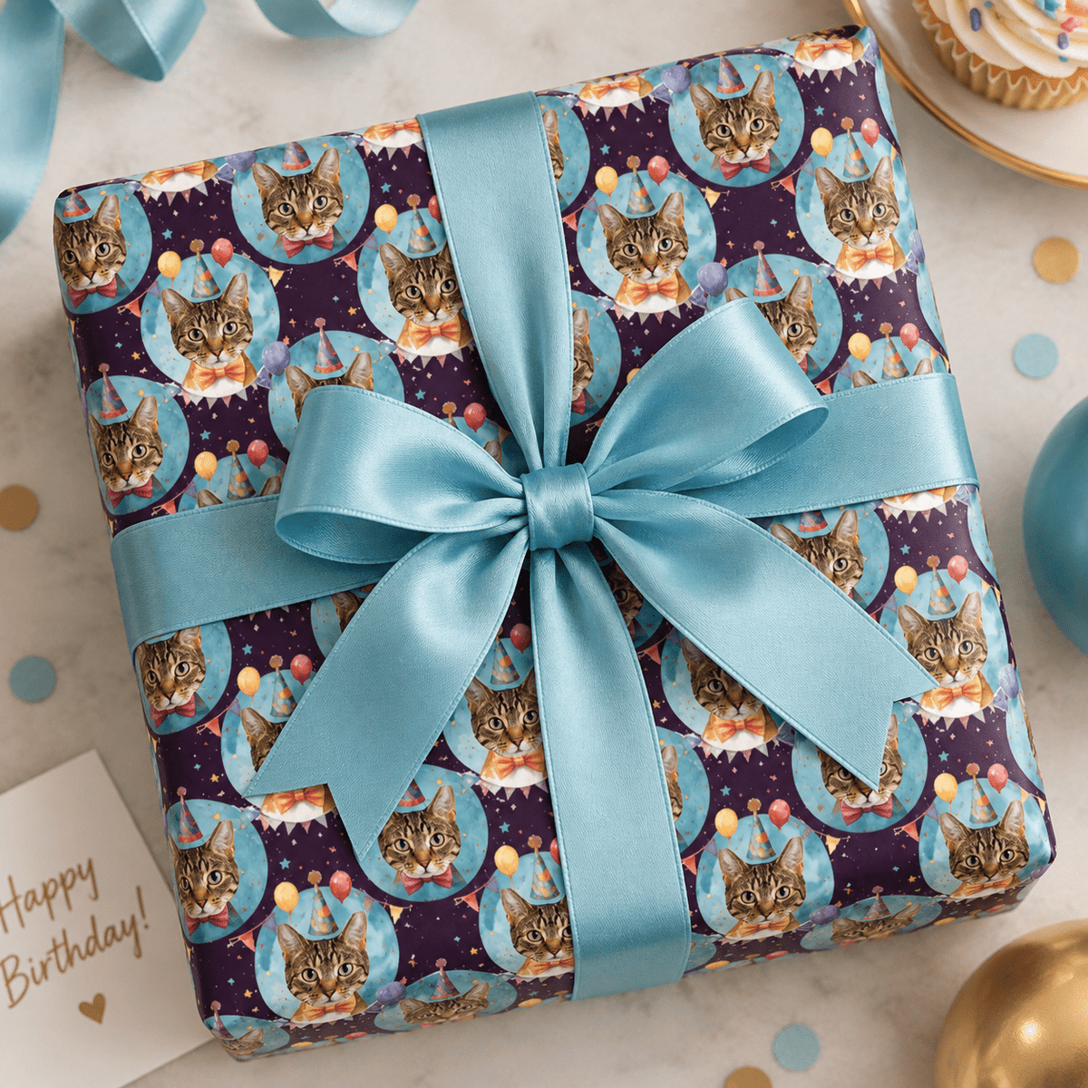 Personalized Birthday Hats Celebration Wrapping Paper | Custom Gift Wrap