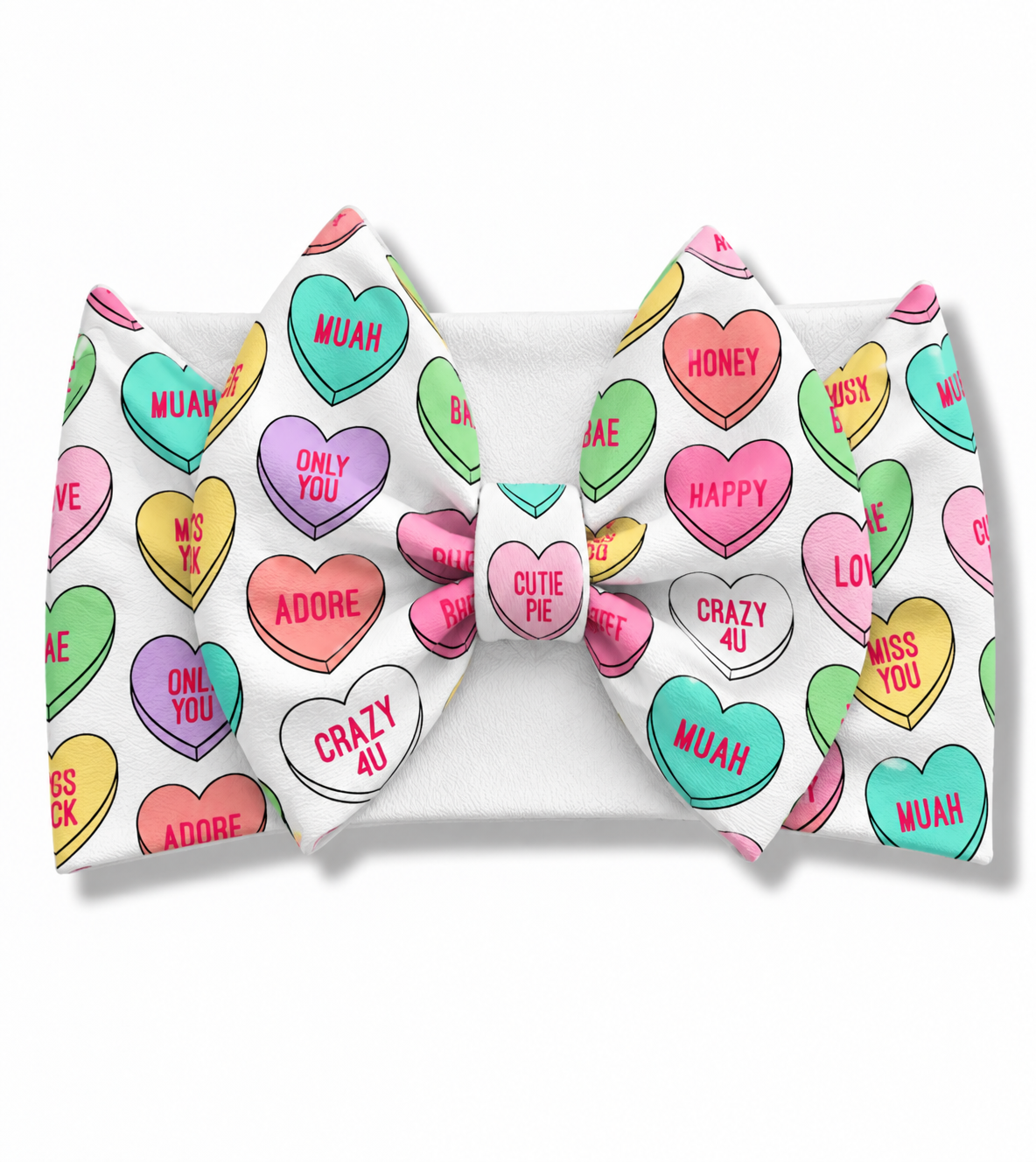 Valentine's Day Candy Hearts Headwrap Bow