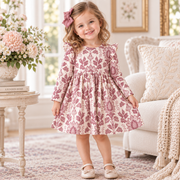 Floral Tapestry Twirl Dress-bamboo Baby Girl
