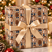 Personalized Plaid & Pinecones Wrapping Paper | Custom Gift Wrap