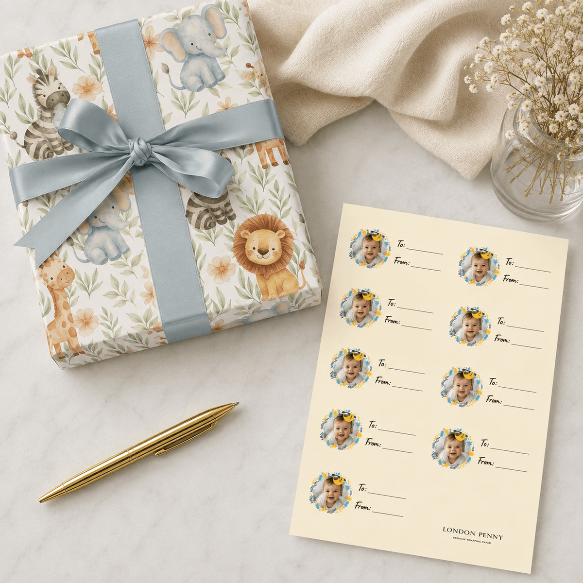 Personalized Sloth Celebration Gift Tag Sticker Sheet