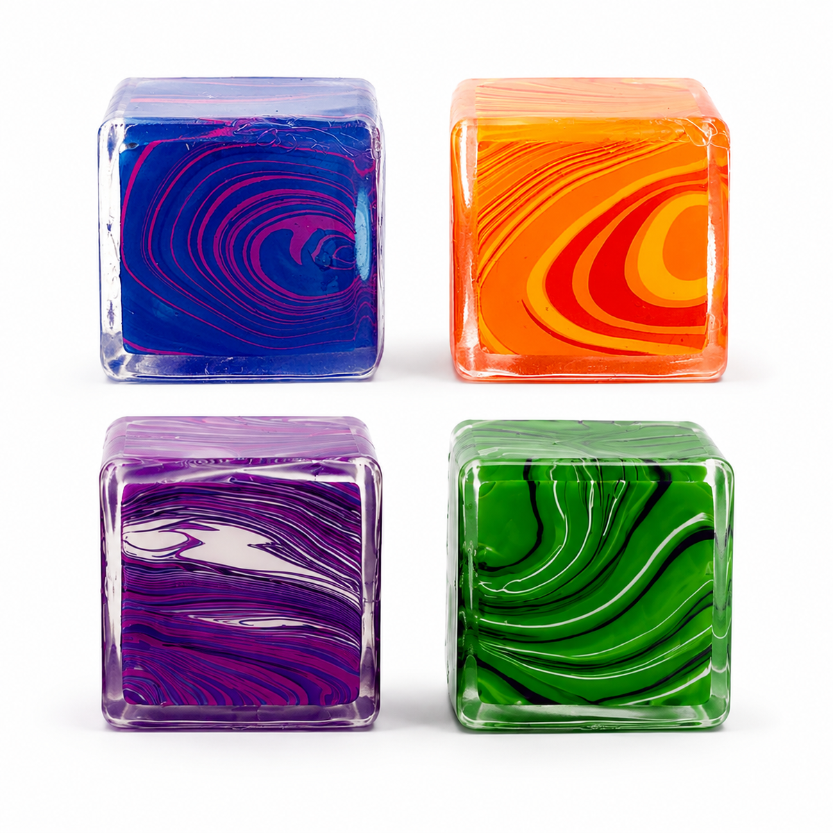 24 Pc Squishy Cube Sensory Fidget Toys – Assorted Marble Designs