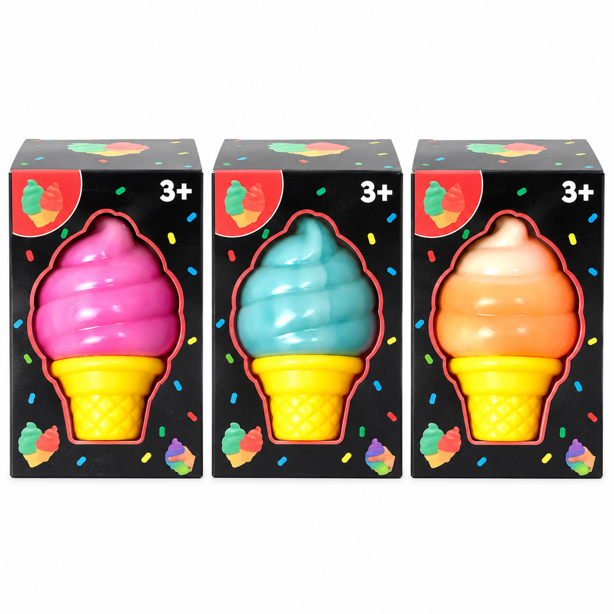 Ice Cream Cone Squishy Sensory Fidget Toys – Individually Boxed – Set Of 3, 6 Or 12