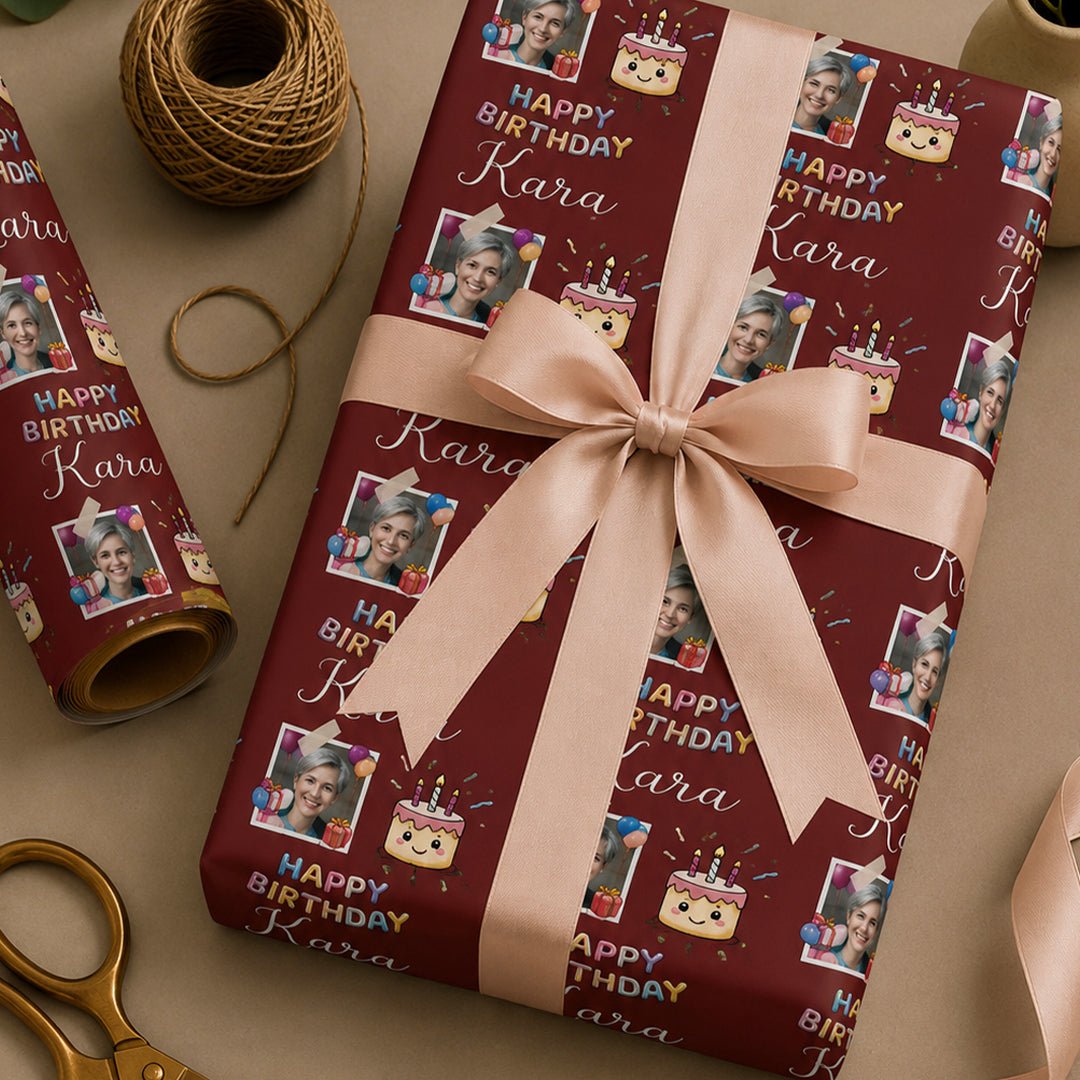 Personalized Birthday Cake Wrapping Paper | Custom Gift Wrap