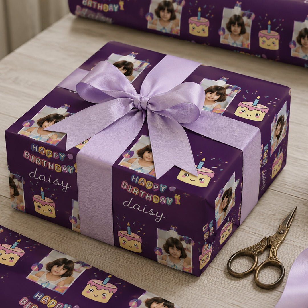 Personalized Birthday Cake Wrapping Paper | Custom Gift Wrap