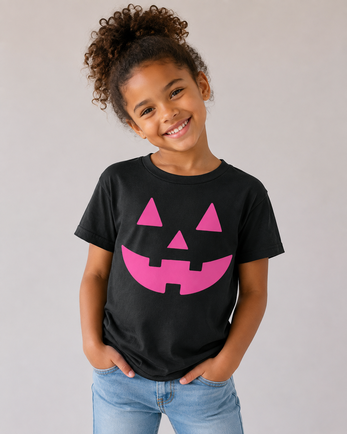 Neon Pink Jack-o-lantern On Black - See Matching Mama!