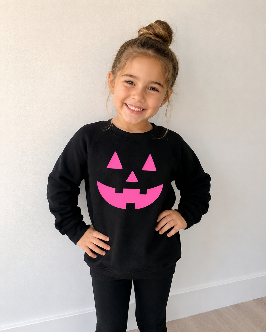 Neon Pink Jack-o-lantern On Black - See Matching Mama!