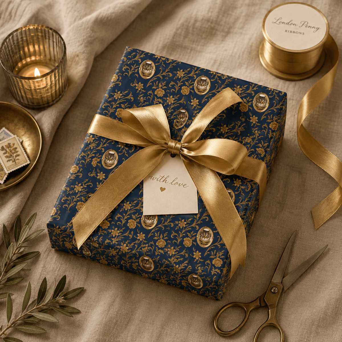 Personalized Gilded Baroque Wrapping Paper | Custom Gift Wrap