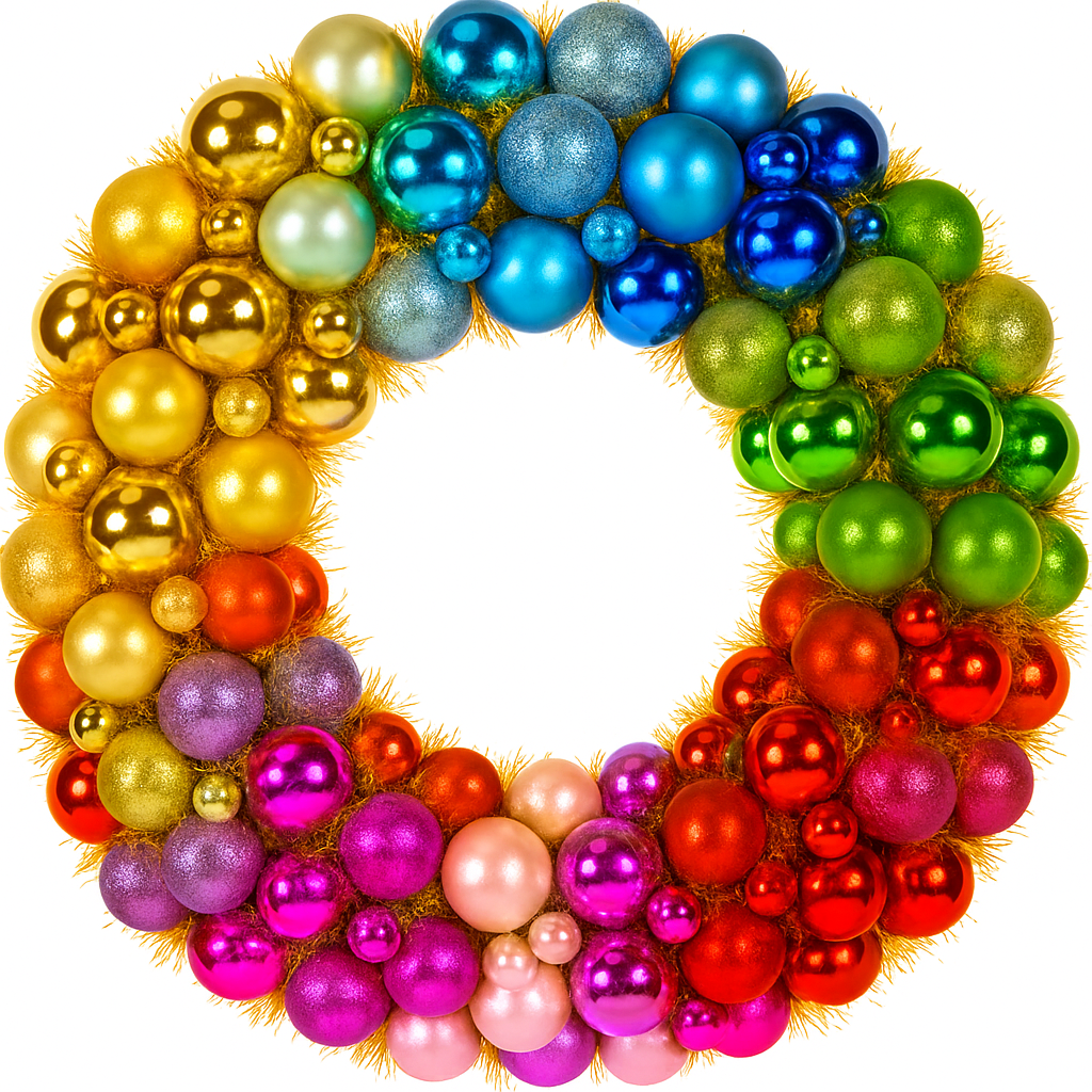 Ball Encrusted Wreath, Rainbow