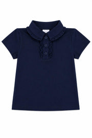 Navy S/s Ruffle Polo