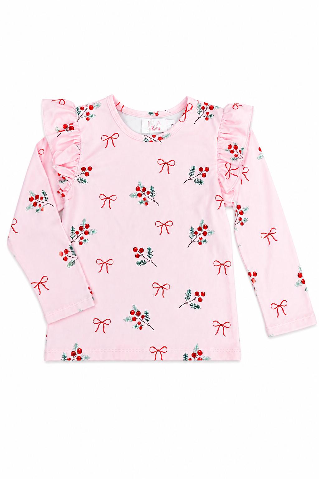 Winter Berries L/s Ruffle Tee