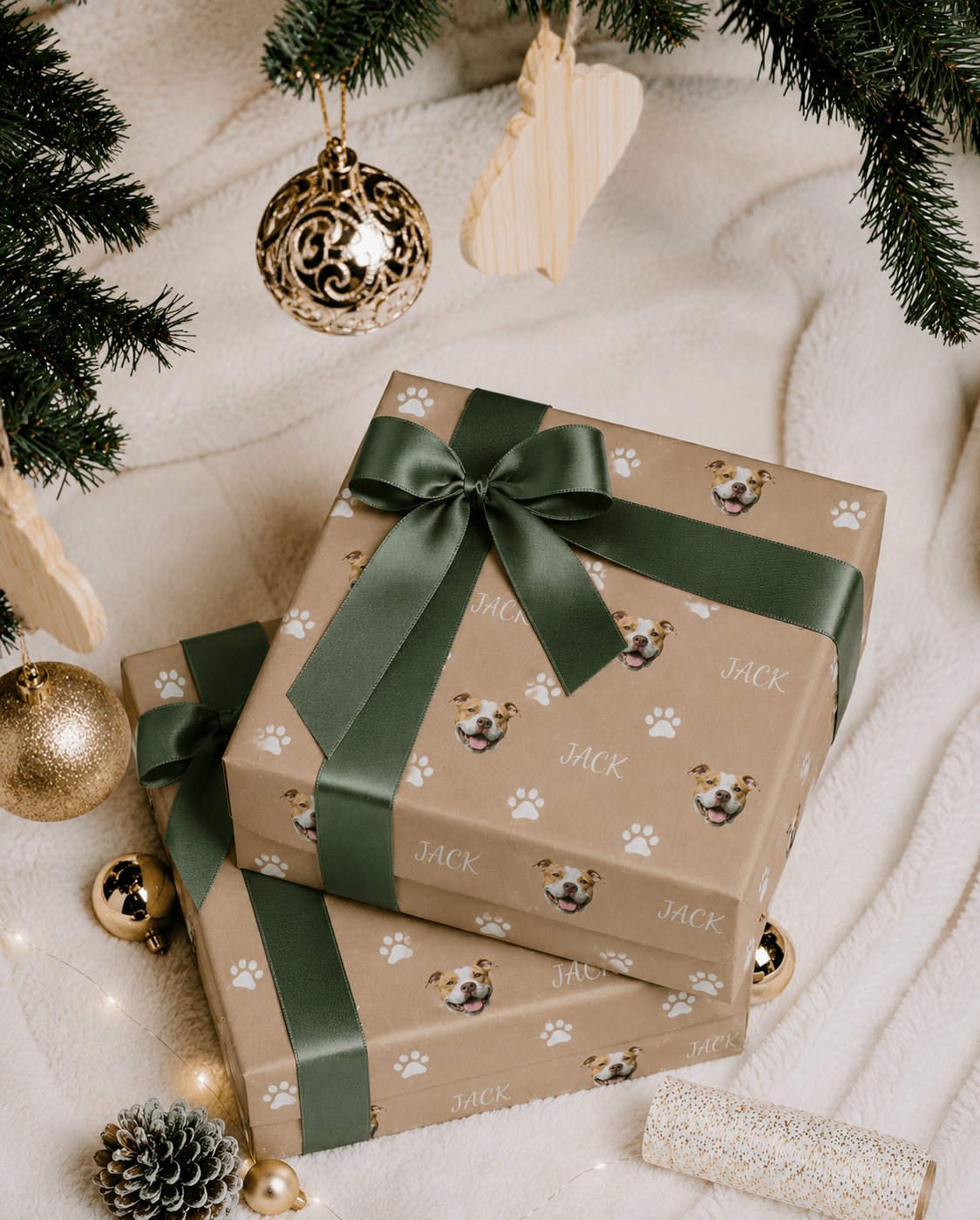 Personalized Dog Paw Print Wrapping Paper | Custom Gift Wrap