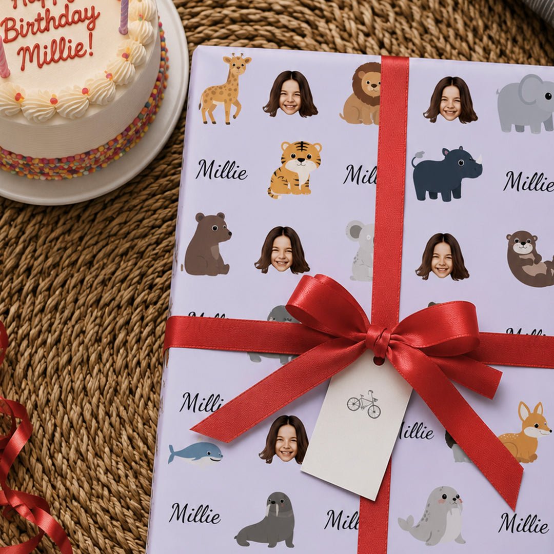 Personalized Zoo Animals Wrapping Paper | Custom Gift Wrap
