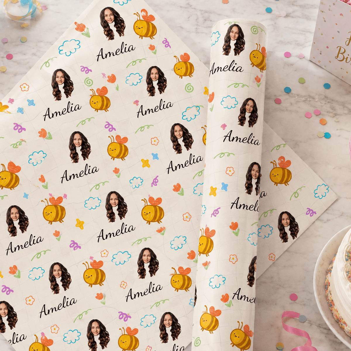 Personalized Bee Wrapping Paper | Custom Gift Wrap