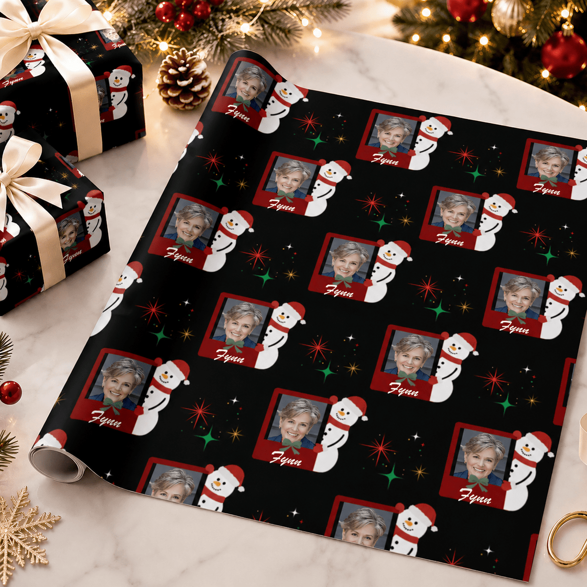 Personalized Snowman Wrapping Paper | Custom Gift Wrap
