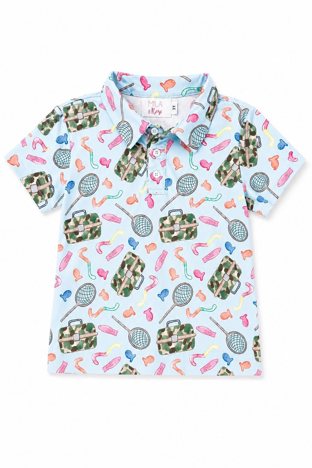 Boys Fishing Snacks S/s Polo