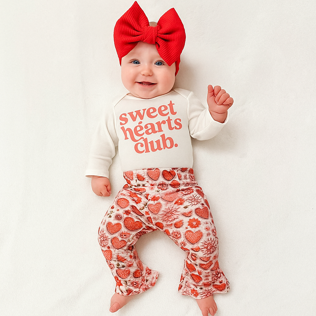 Sweet Hearts Club Valentine's Day Heart Bell Bottom Outfit