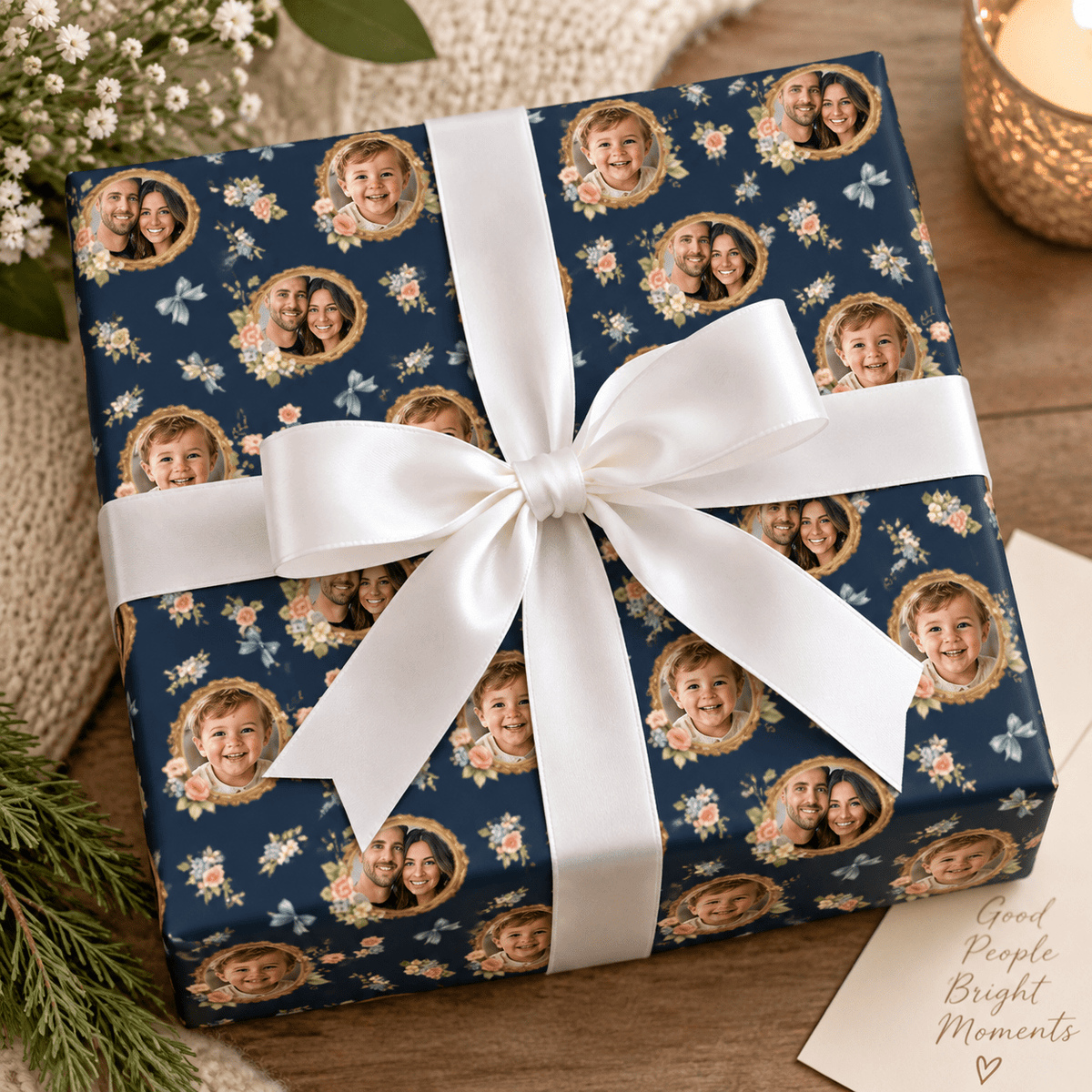 Personalized Vintage Family Photo Album Wrapping Paper | Custom Gift Wrap