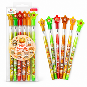 Cozy Autumn Animals Stackable Multi Point Pencils - Set Of 6