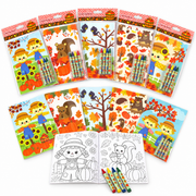 Fall Harvest Autumn Coloring Books With Crayons Party Favors - Set Of 6 Or 12