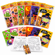 New Spooky Halloween Coloring Books With Crayons Party Favors - Set Of 6 Or 12