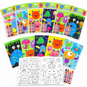 Monster Coloring Books With Crayons Party Favors - Set Of 6 Or 12