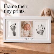 Baby Handprint And Footprint Keepsake Frame - 3-panel "love At First Sight" Design