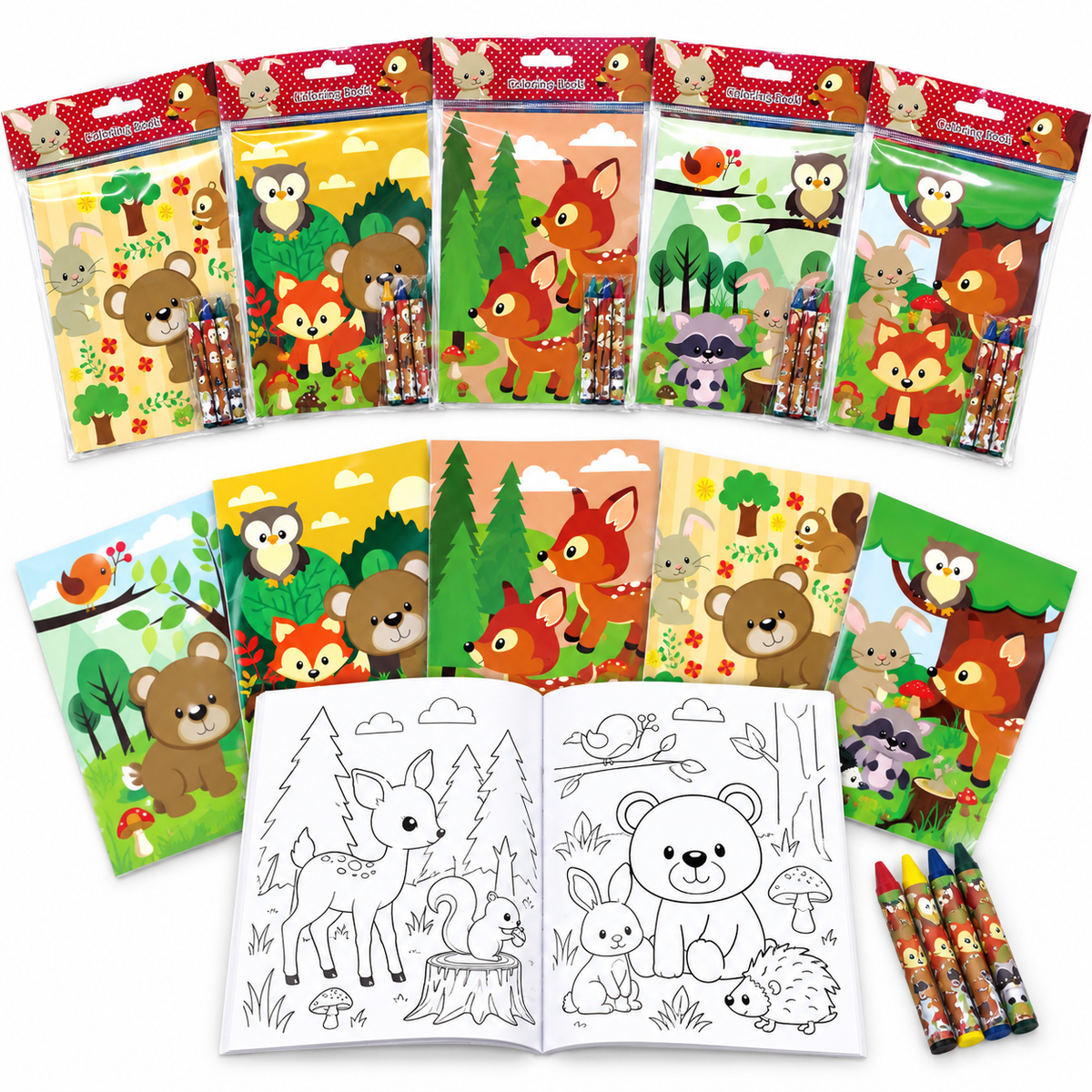 Woodland Animals Coloring Books - Set Of 6 Or 12