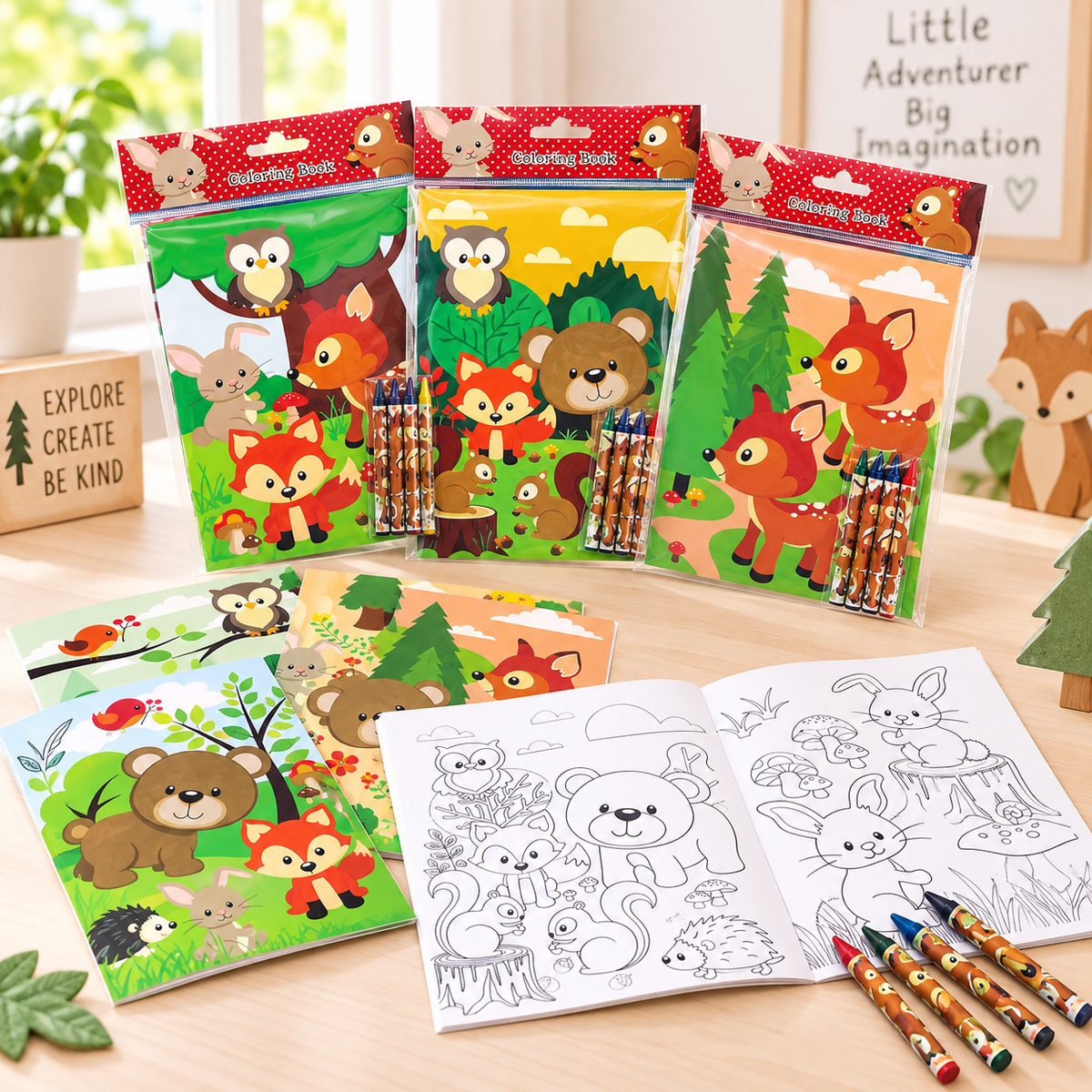 Woodland Animals Coloring Books - Set Of 6 Or 12