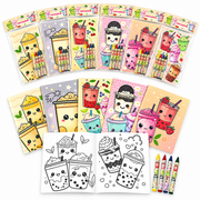 Boba Coloring Books With Crayons Party Favors - Set Of 6 Or 12