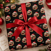 Personalized Festive Bear Wreaths Wrapping Paper | Custom Gift Wrap