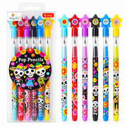 Day Of The Dead Stackable Multi Point Pencils - Set Of 6