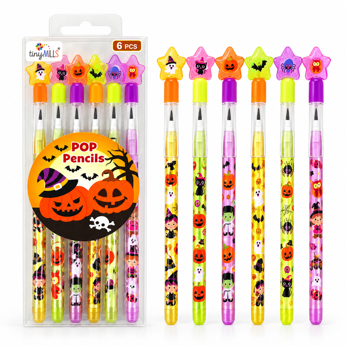 Halloween Stackable Point Pencils - Set Of 6