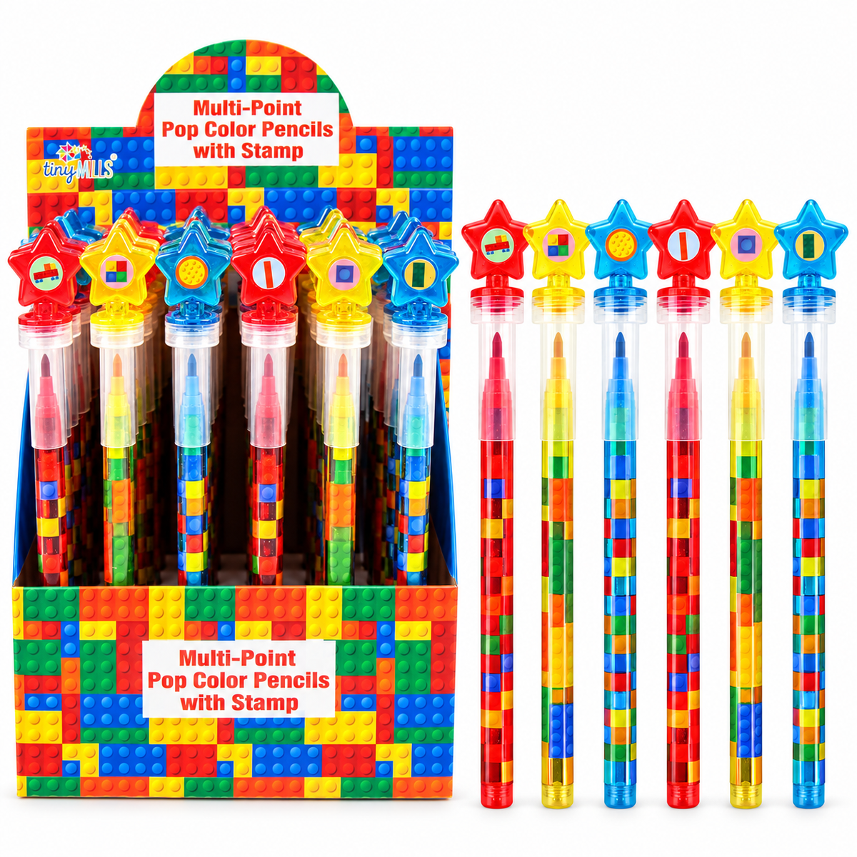 Brick Stackable Crayon With Stamper Topper