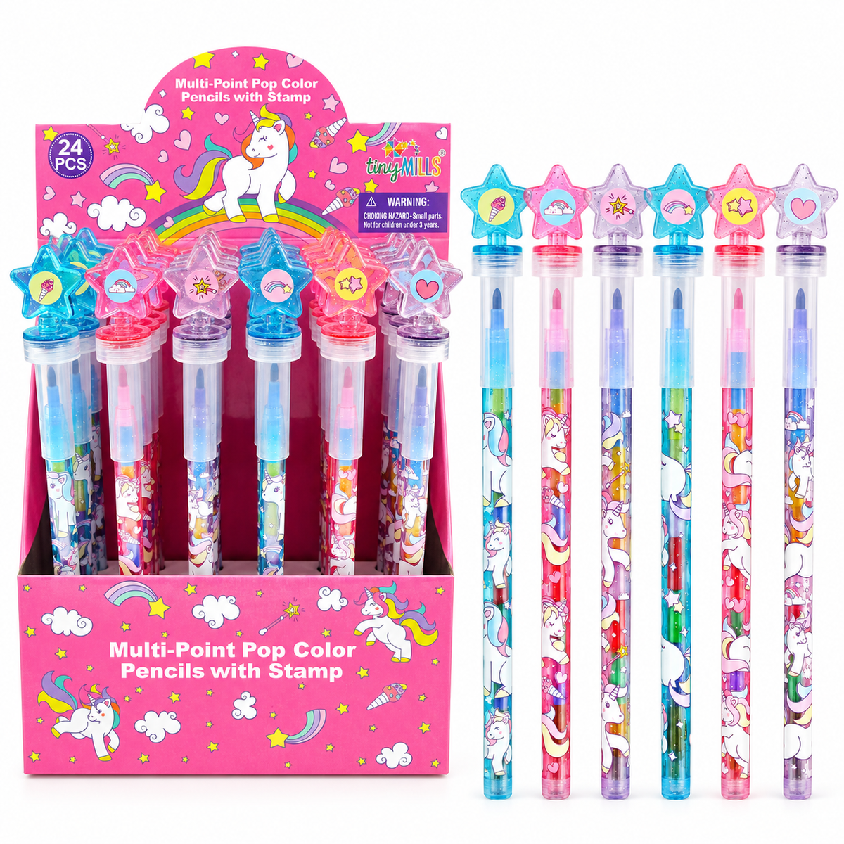 Unicorn Stackable Crayon With Stamper Topper