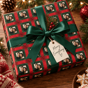 Personalized Cranberry Pines Plaid Wrapping Paper | Custom Gift Wrap