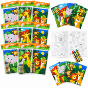 Zoo Jungle Safari Animals Coloring Books With Crayons Party Favors - Set Of 6 Or 12
