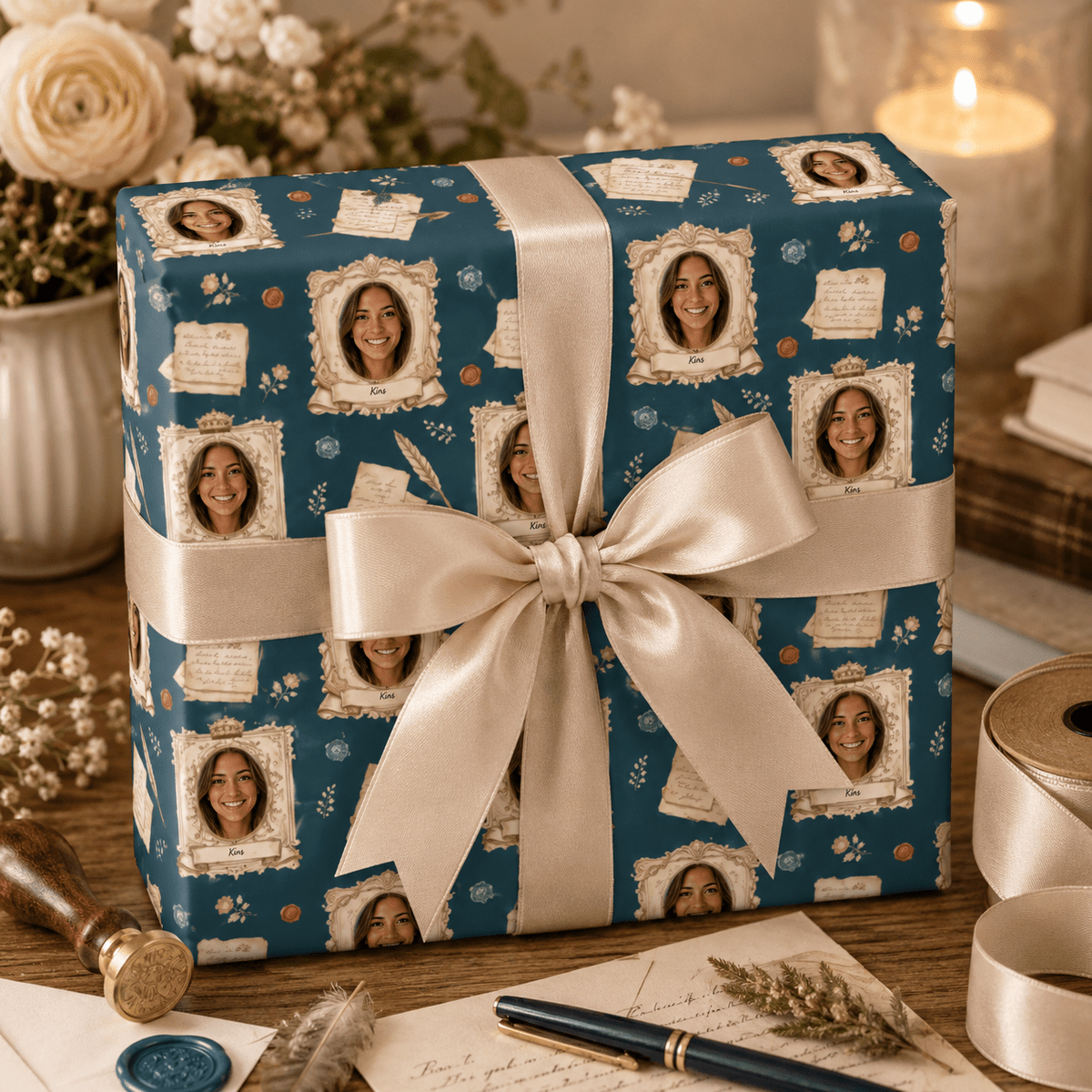 Personalized Vintage Letters Wrapping Paper | Custom Gift Wrap
