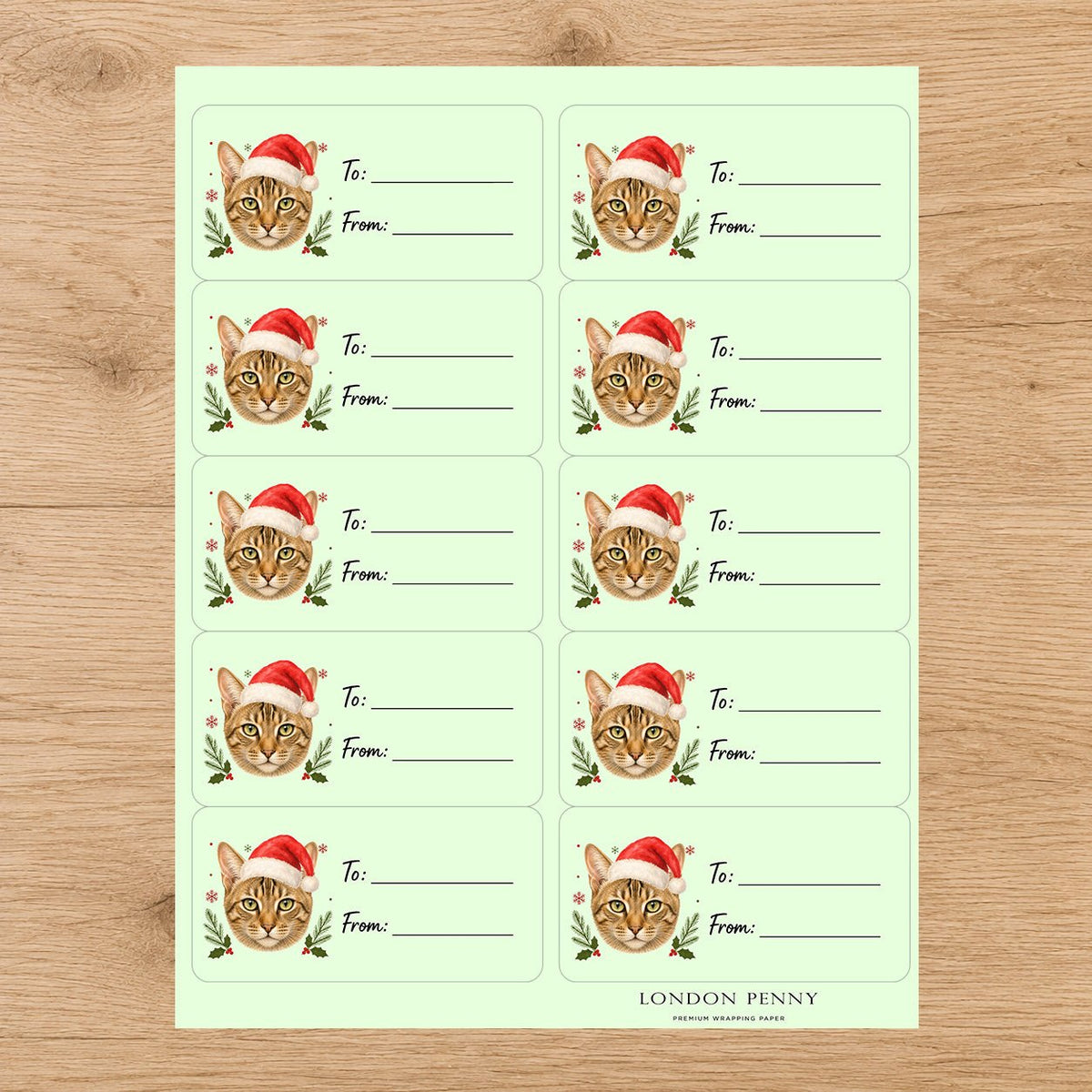 Chausie Santa Paws Gift Tag Sticker Sheet
