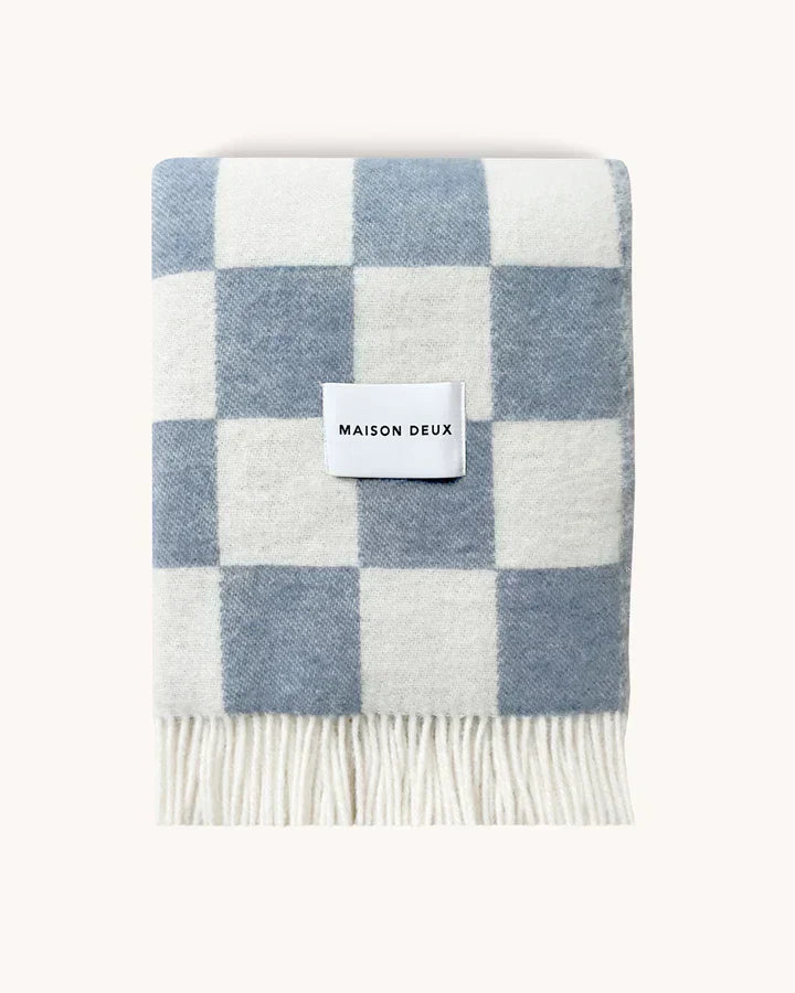 Blanket Checkerboard Denim Blue / White 4.25 X 6.5 Ft