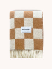 Blanket Checkerboard Terra Brown / White 4.25 X 6.5 Ft