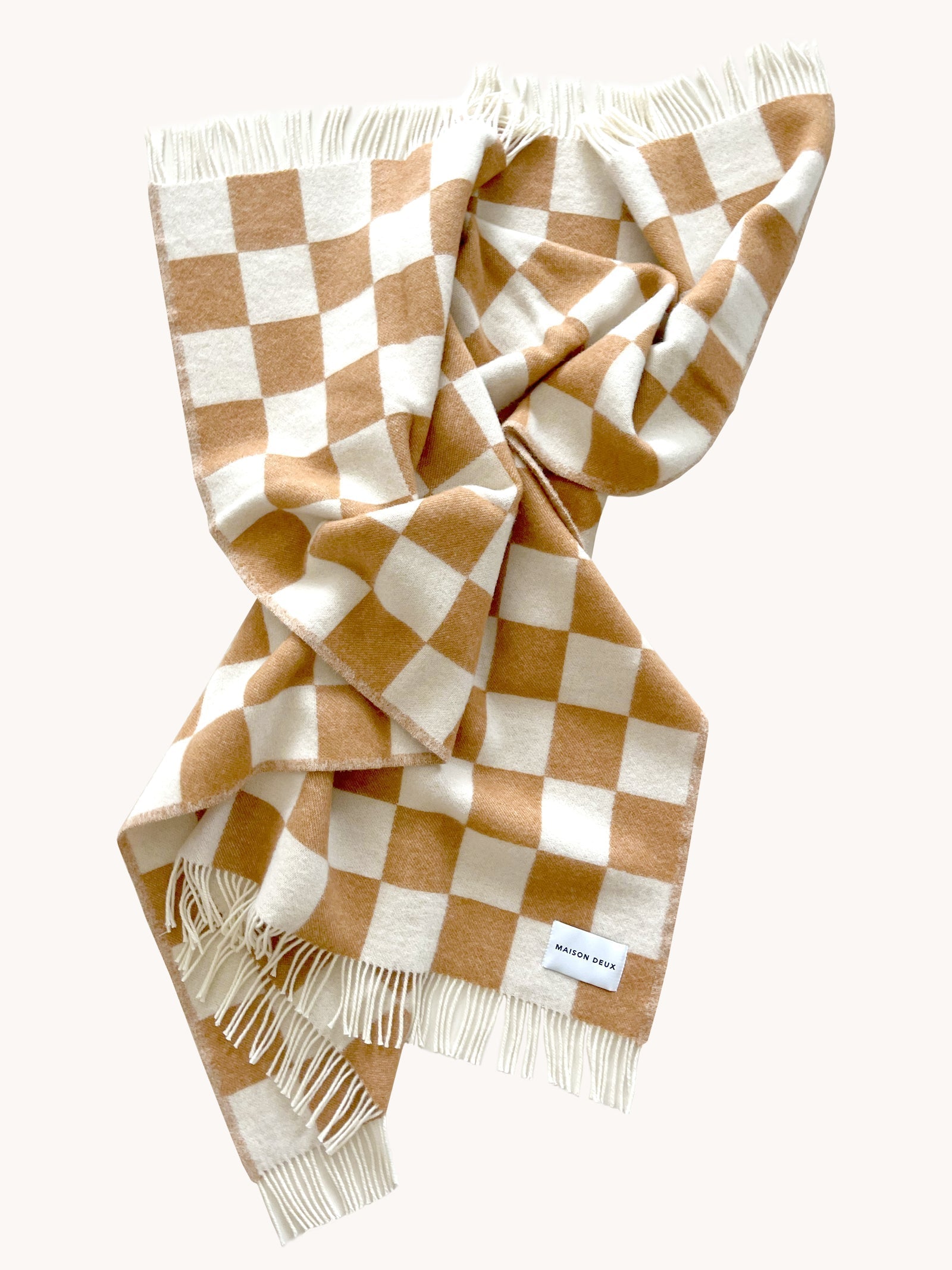 Blanket Checkerboard Terra Brown / White 4.25 X 6.5 Ft