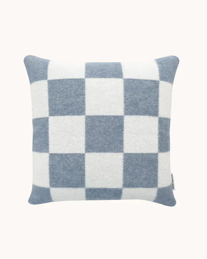 Cushion Checkerboard Denim Blue / White 1.65 X 1.65 Ft