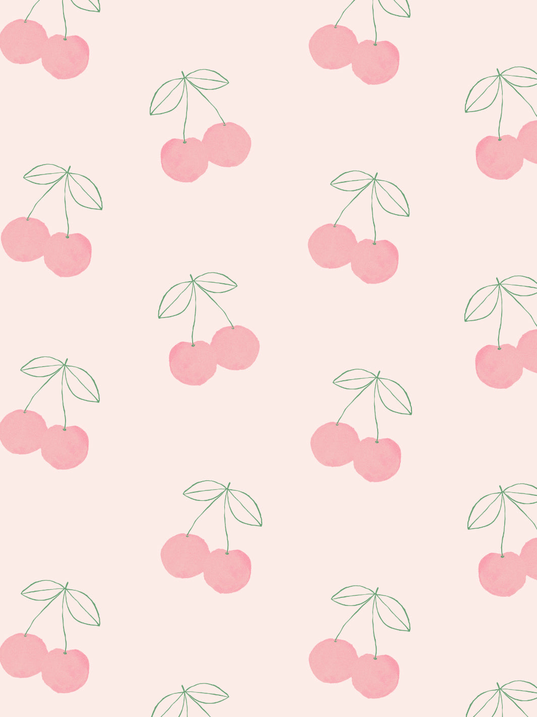 'cherries' Wallpaper By Tea Collection - Pale Pink
